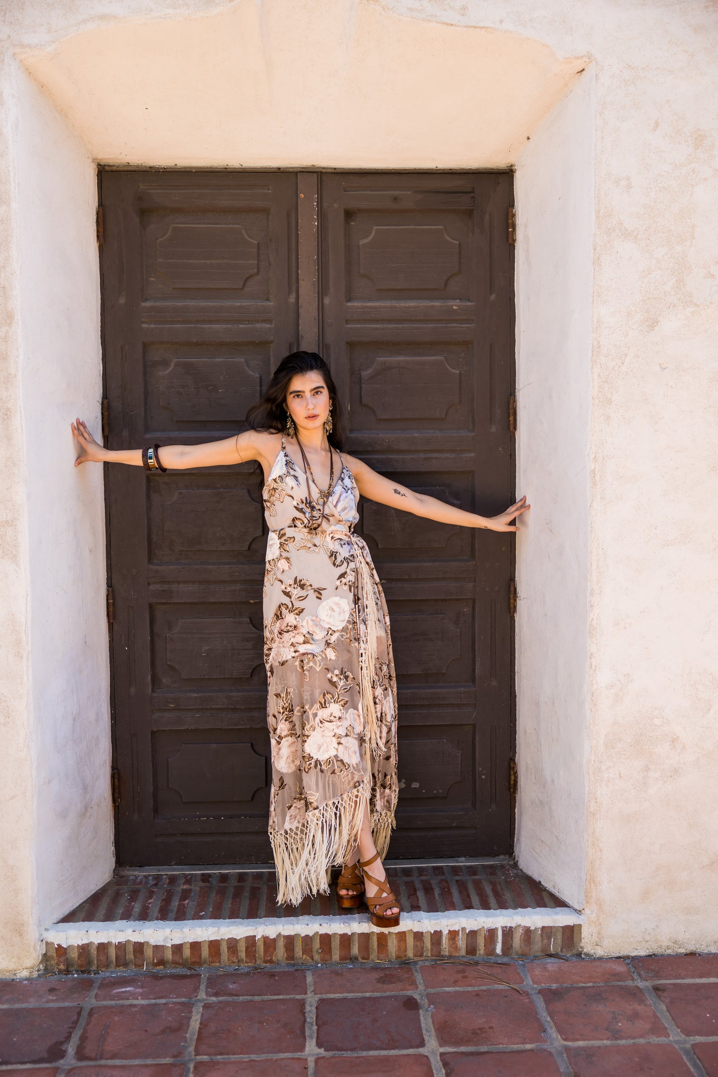 Laurenia Fringe Faux Wrap Dress (Pre-Order)