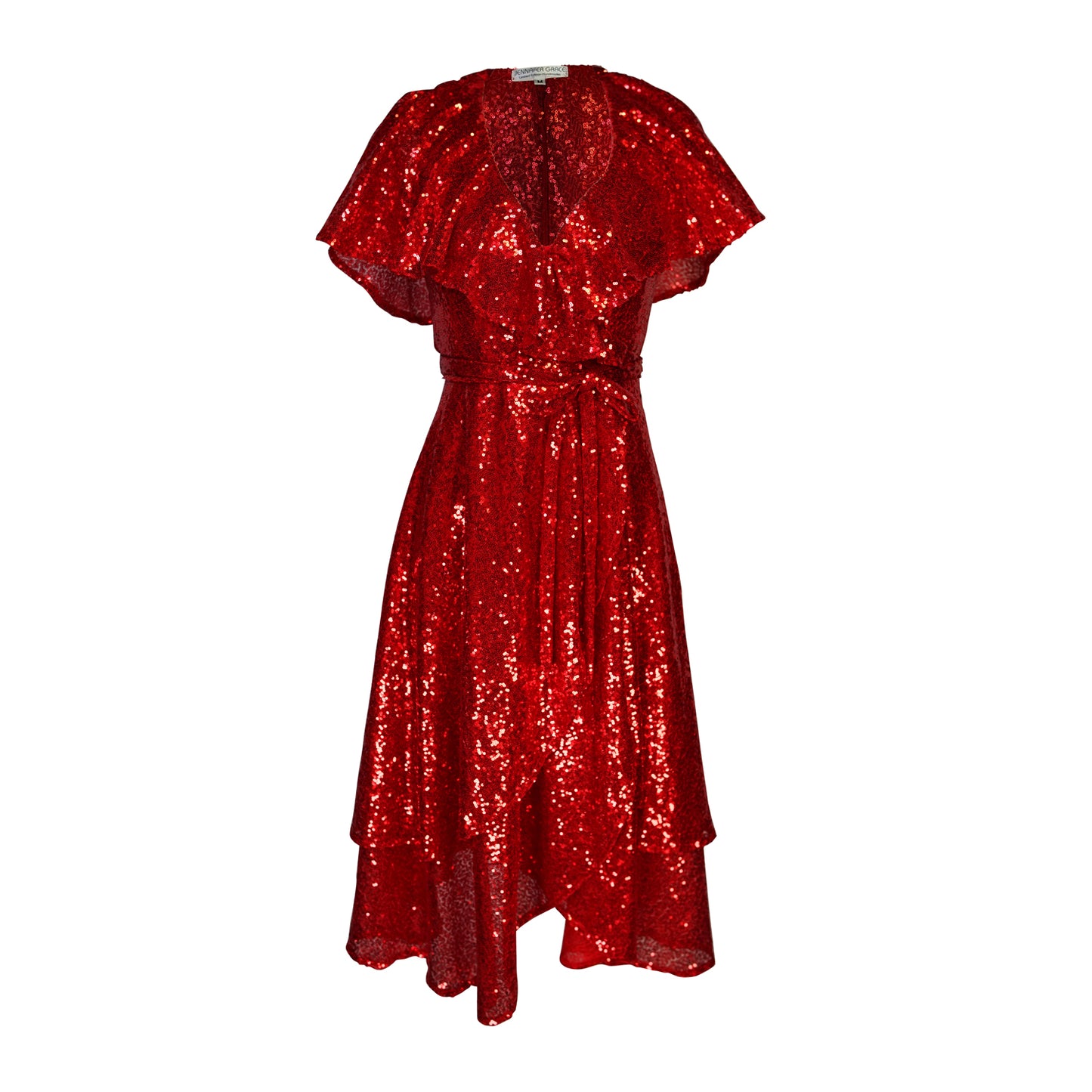 Ruby Sequin Flutter Wrap Dress