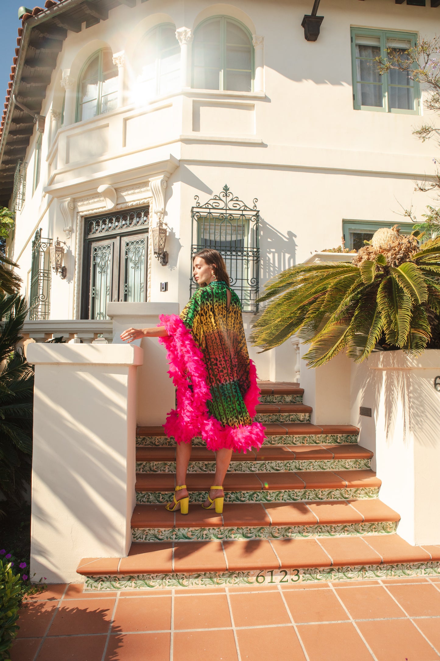 Lisa Frankie Feather Caftan with Slip