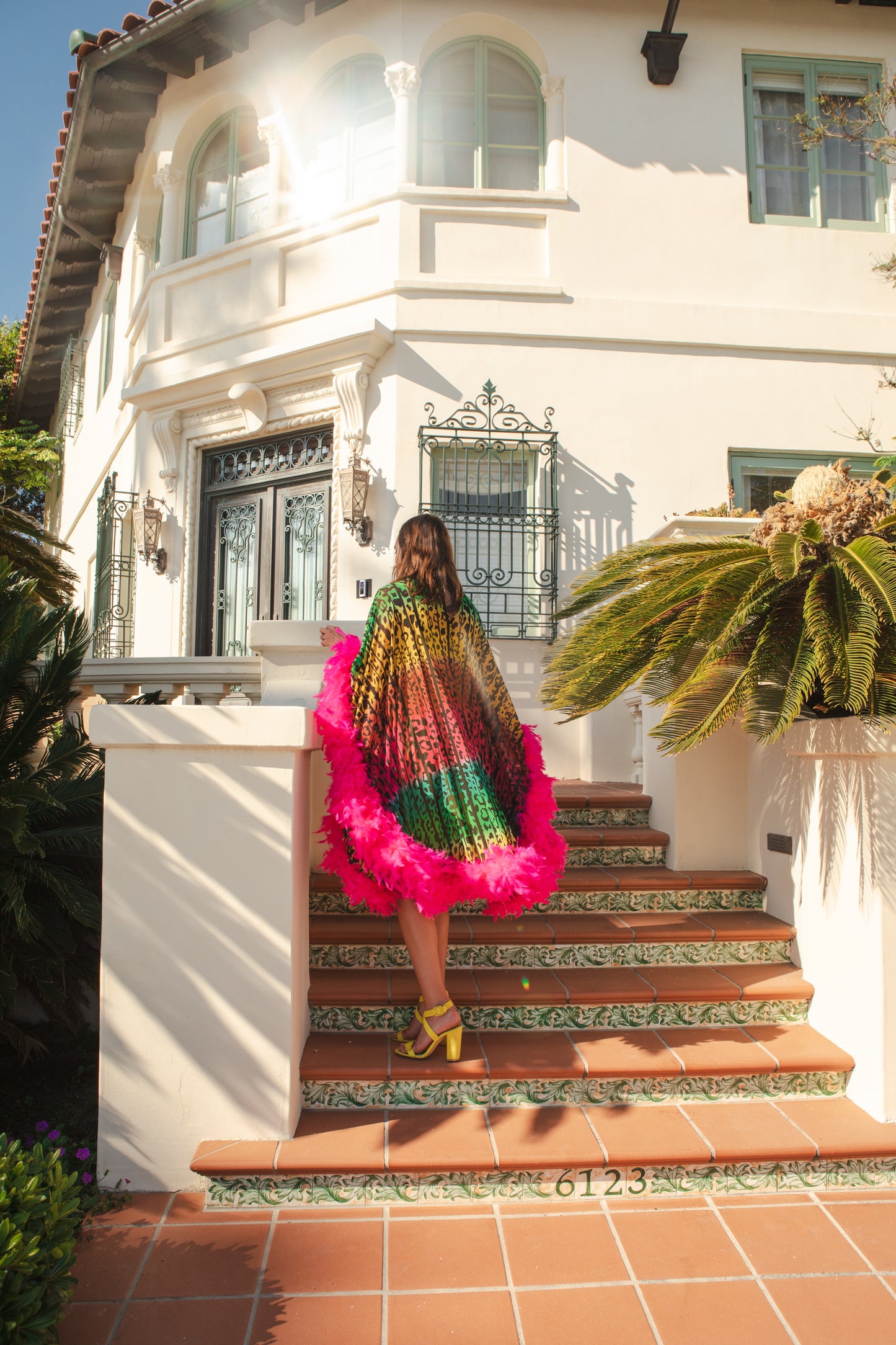 Lisa Frankie Feather Caftan with Slip