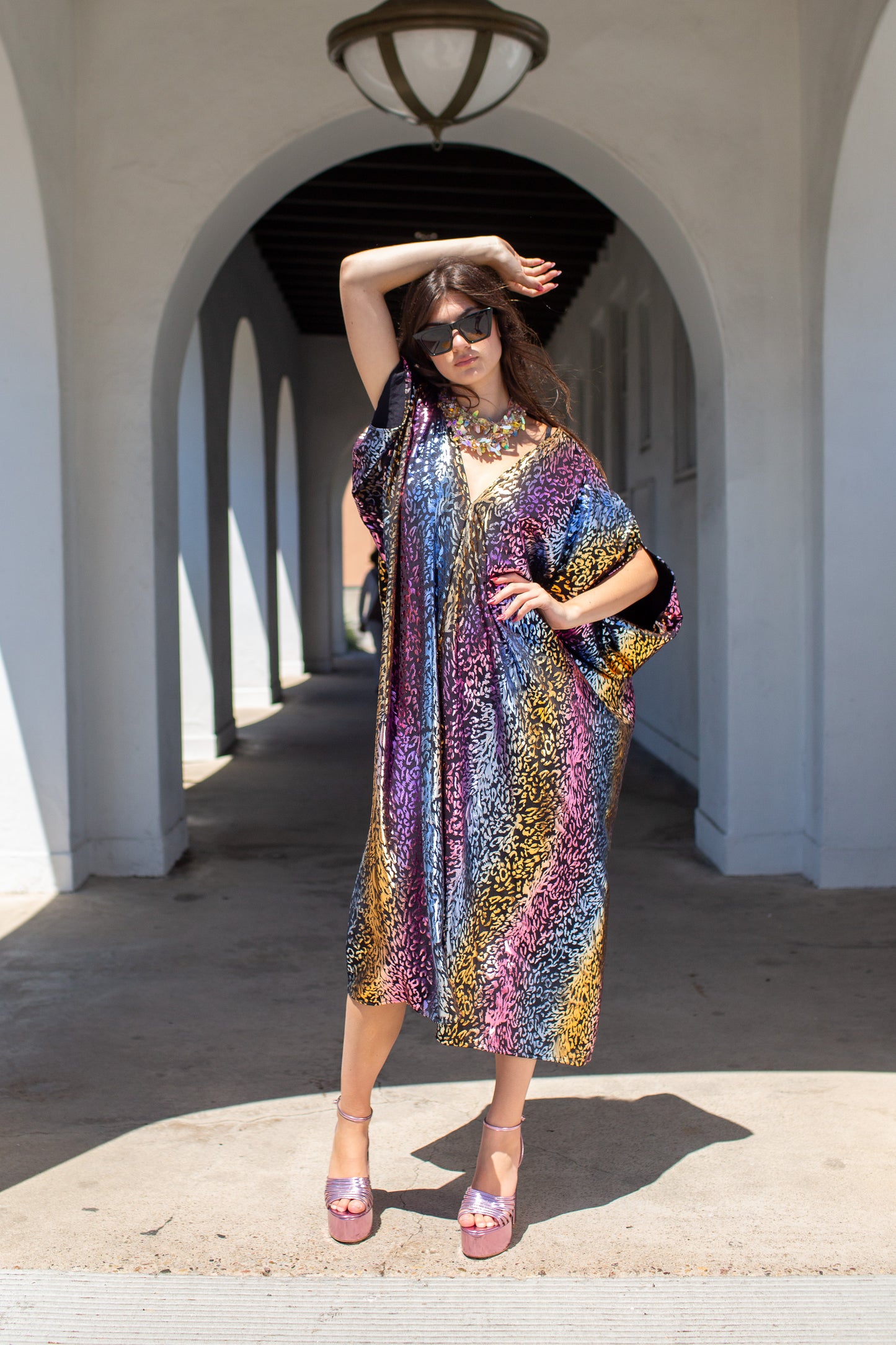 Lucienne Leopard Caftan Kaftan Dress