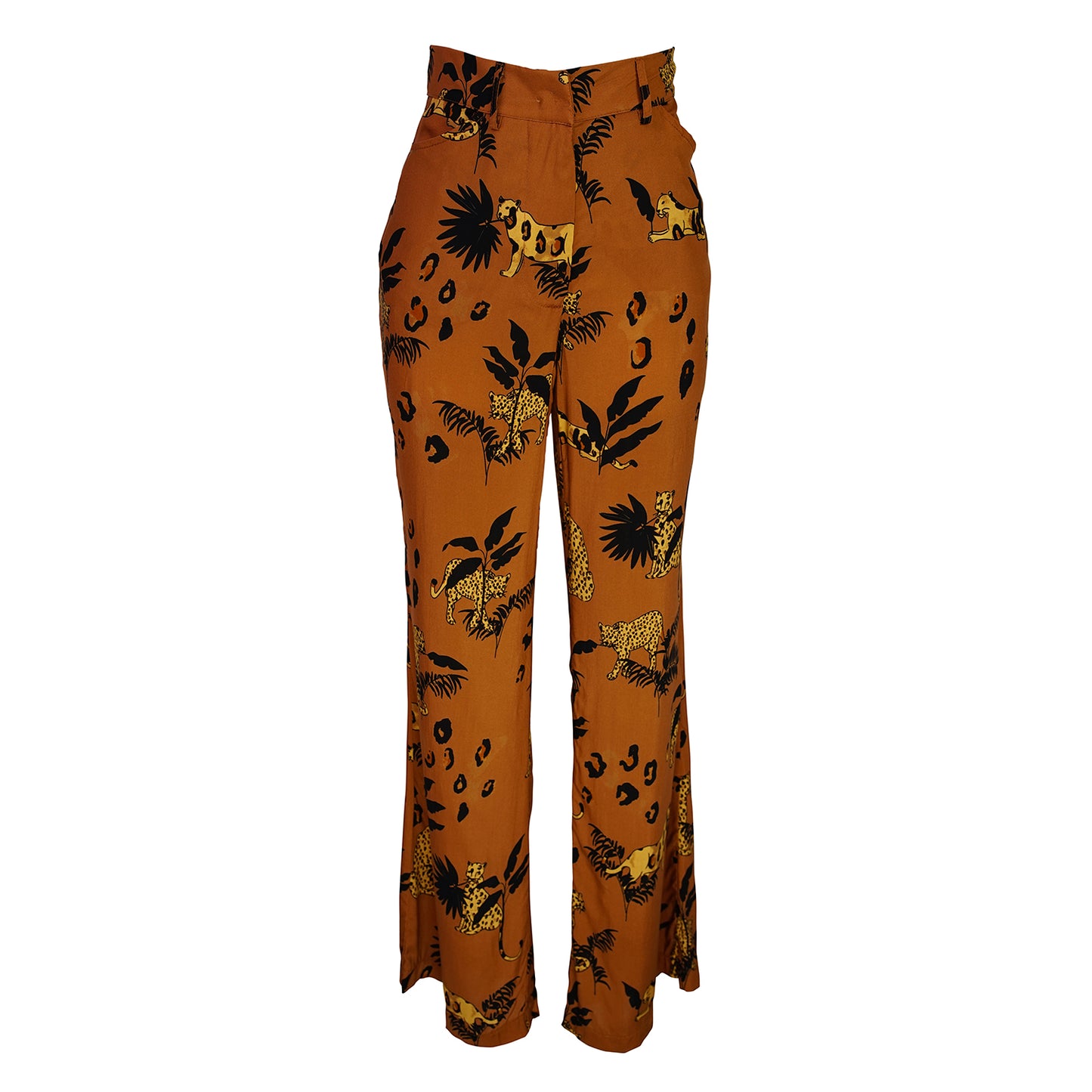 uniquely sophisticated, abstract leopard print bellbottoms