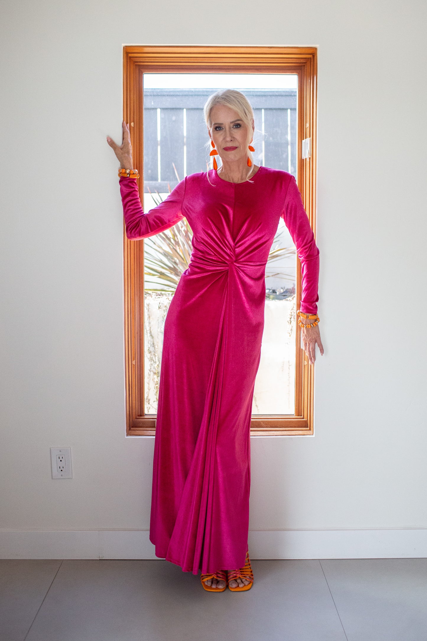 Magenta Velvet Knot Dress