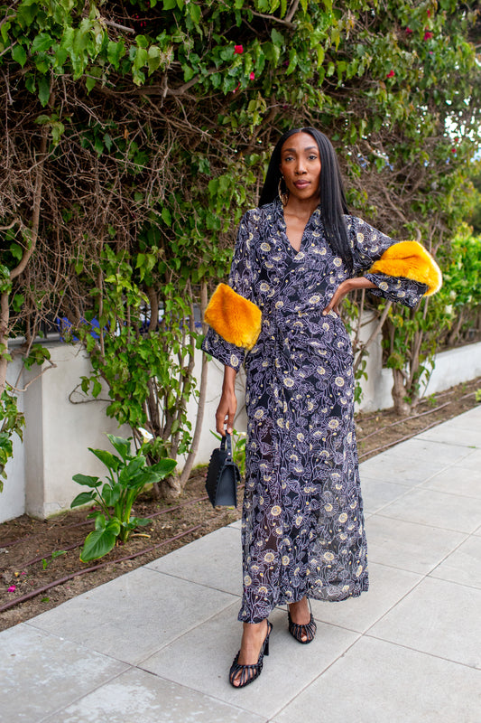 Marlene Wrap Dress in Golden Dandelion