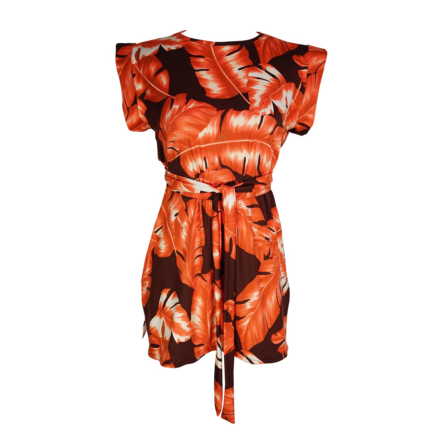 jennafer grace Mazatlán tunic palazzo pant matching set large orange leaf print on brown coord co-ord boho bohemian hippie romantic whimsical lounge loungewear resort nautical cabana beach unisex handmade in california usa