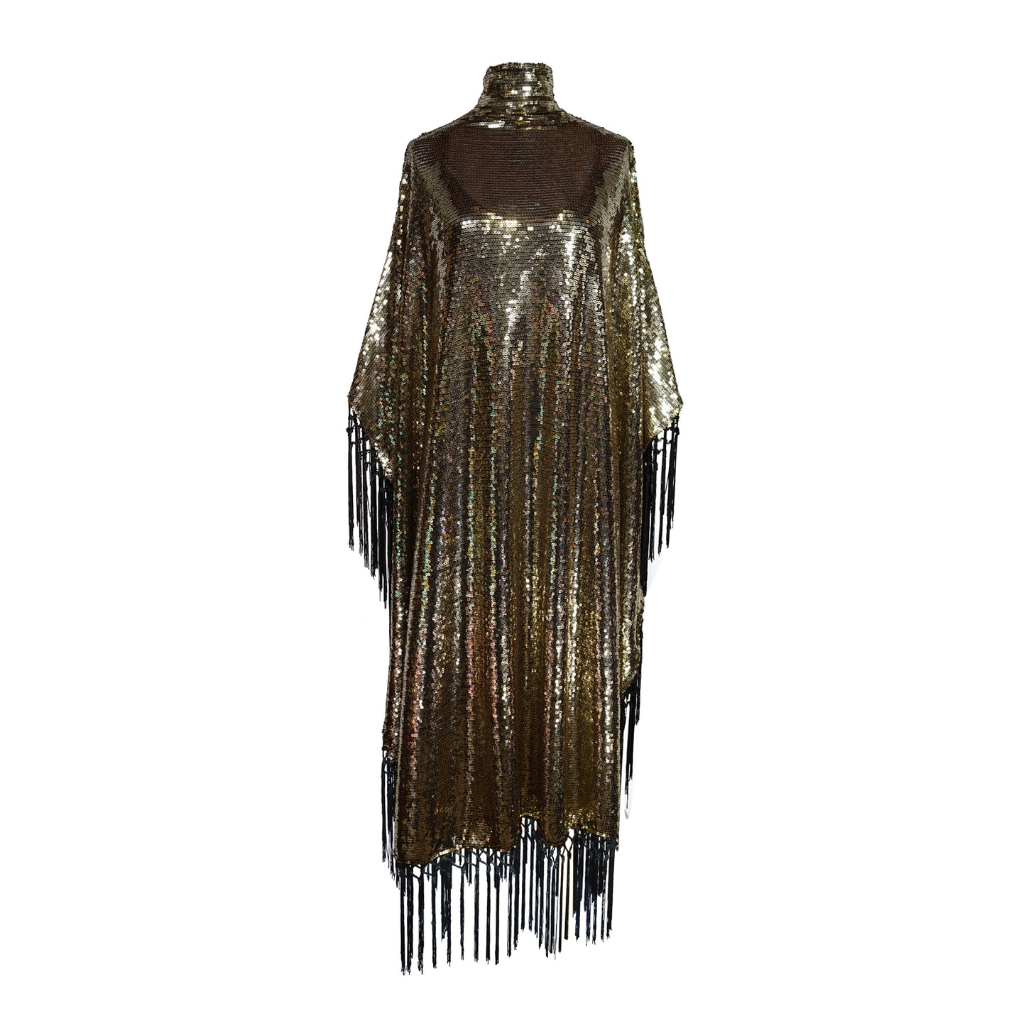 Midnight Cabaret Mock Neck Caftan Kaftan Dress with Slip