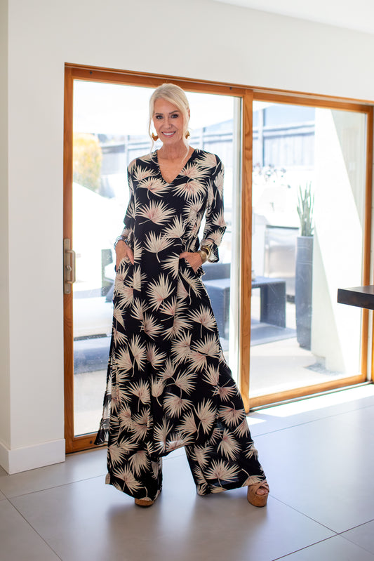 Oasis Palms Longline Caftan with Sleeves