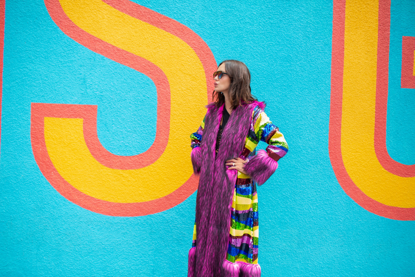 Penny Deluxe Rainbow Road Faux Fur Jacket