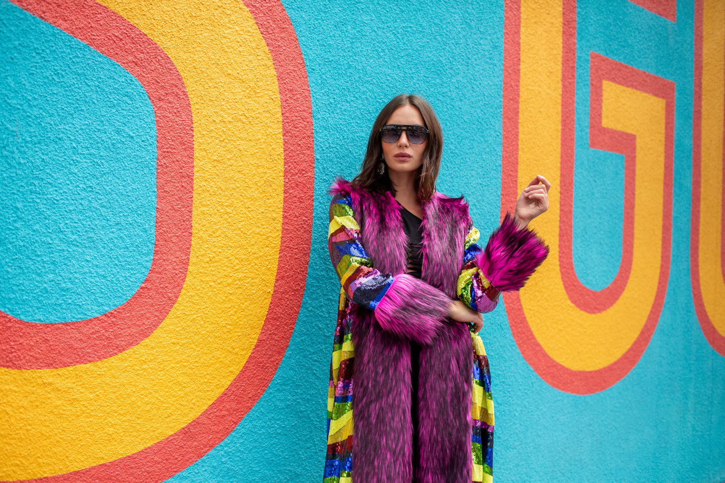 Penny Deluxe Rainbow Road Faux Fur Jacket