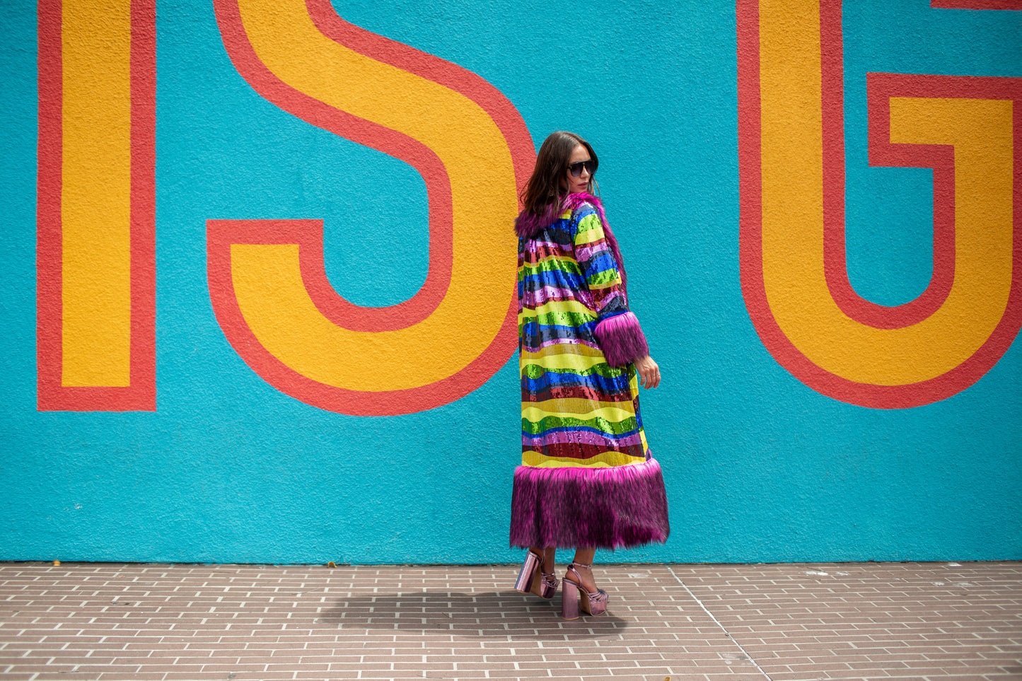 Penny Deluxe Rainbow Road Faux Fur Jacket