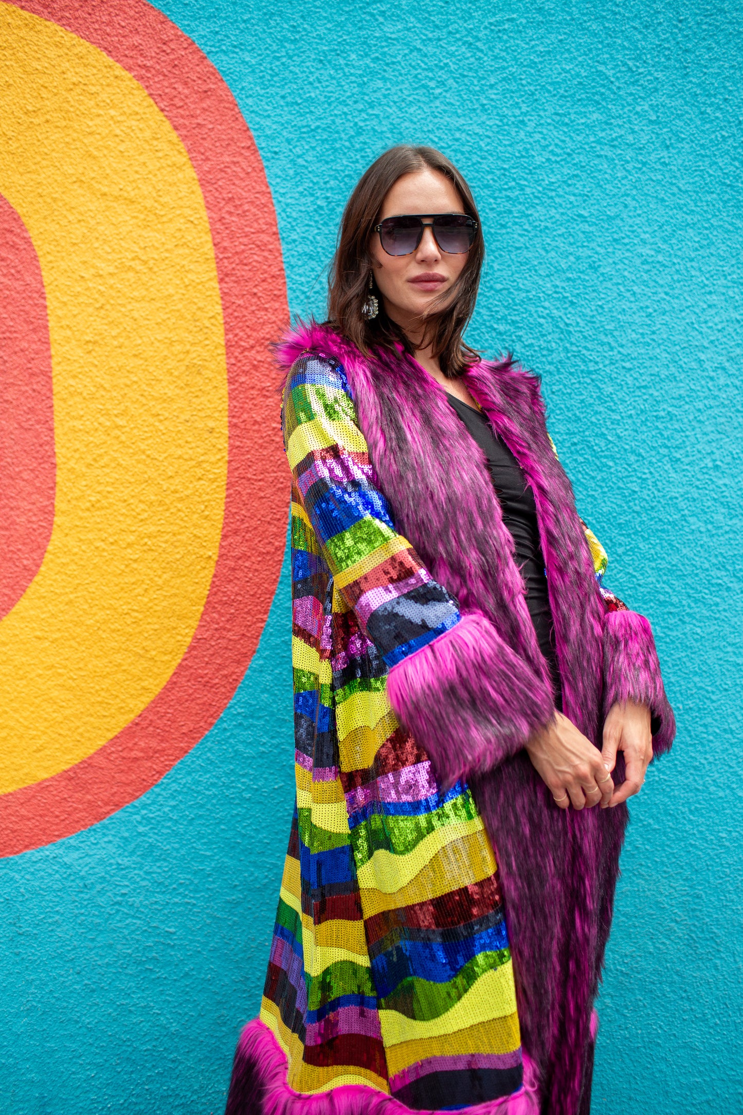 Penny Deluxe Rainbow Road Faux Fur Jacket
