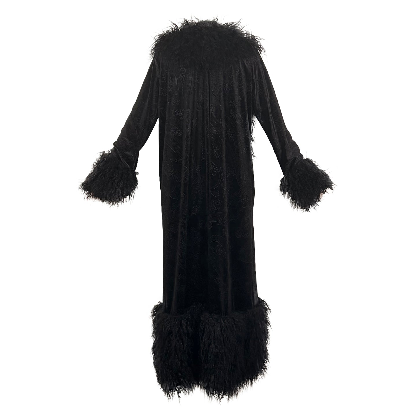 Penny Deluxe Baroque Black Velvet Faux Fur Jacket