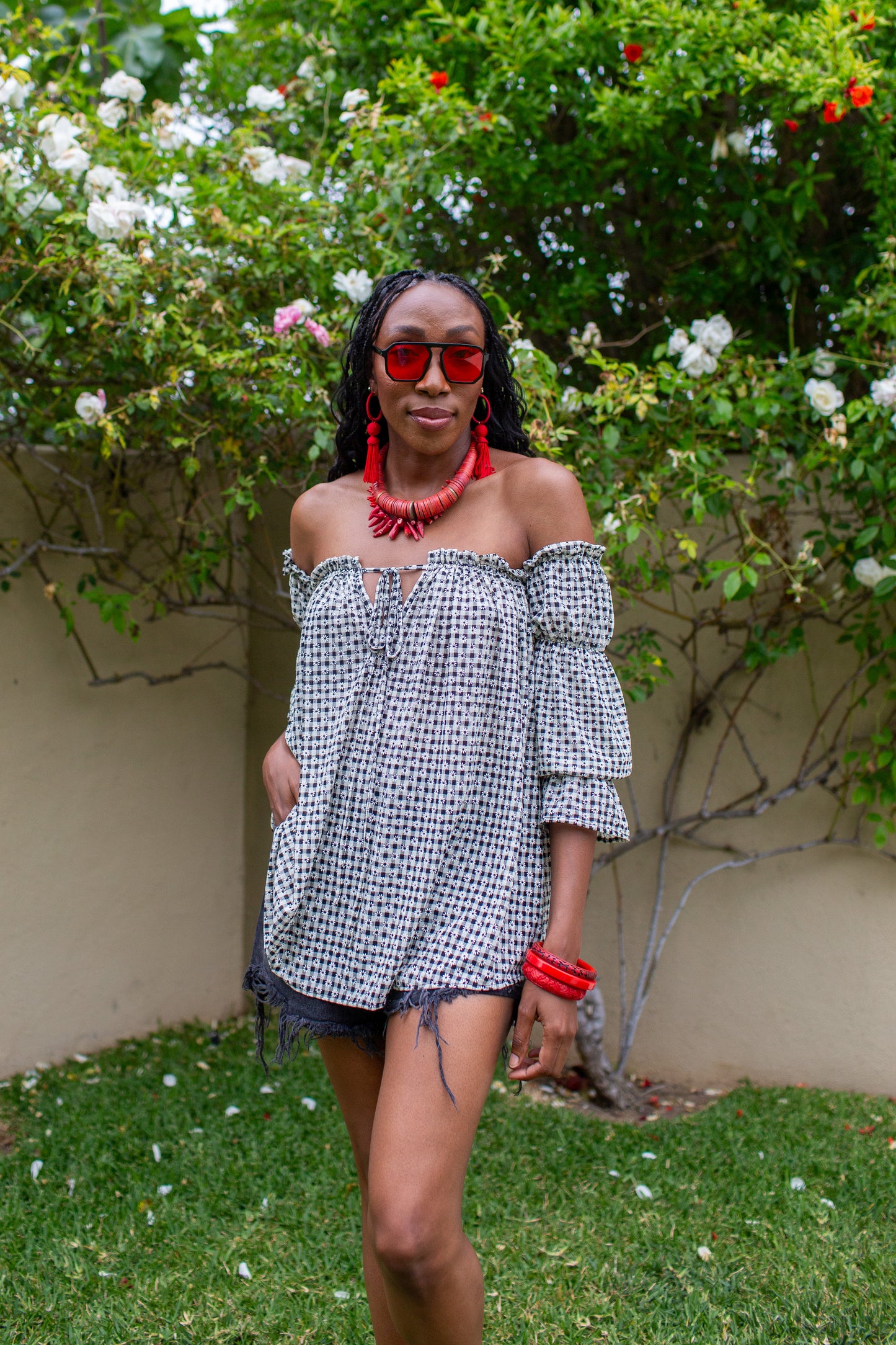 Raquel Off the Shoulder Top in Daisy Days PRE-ORDER
