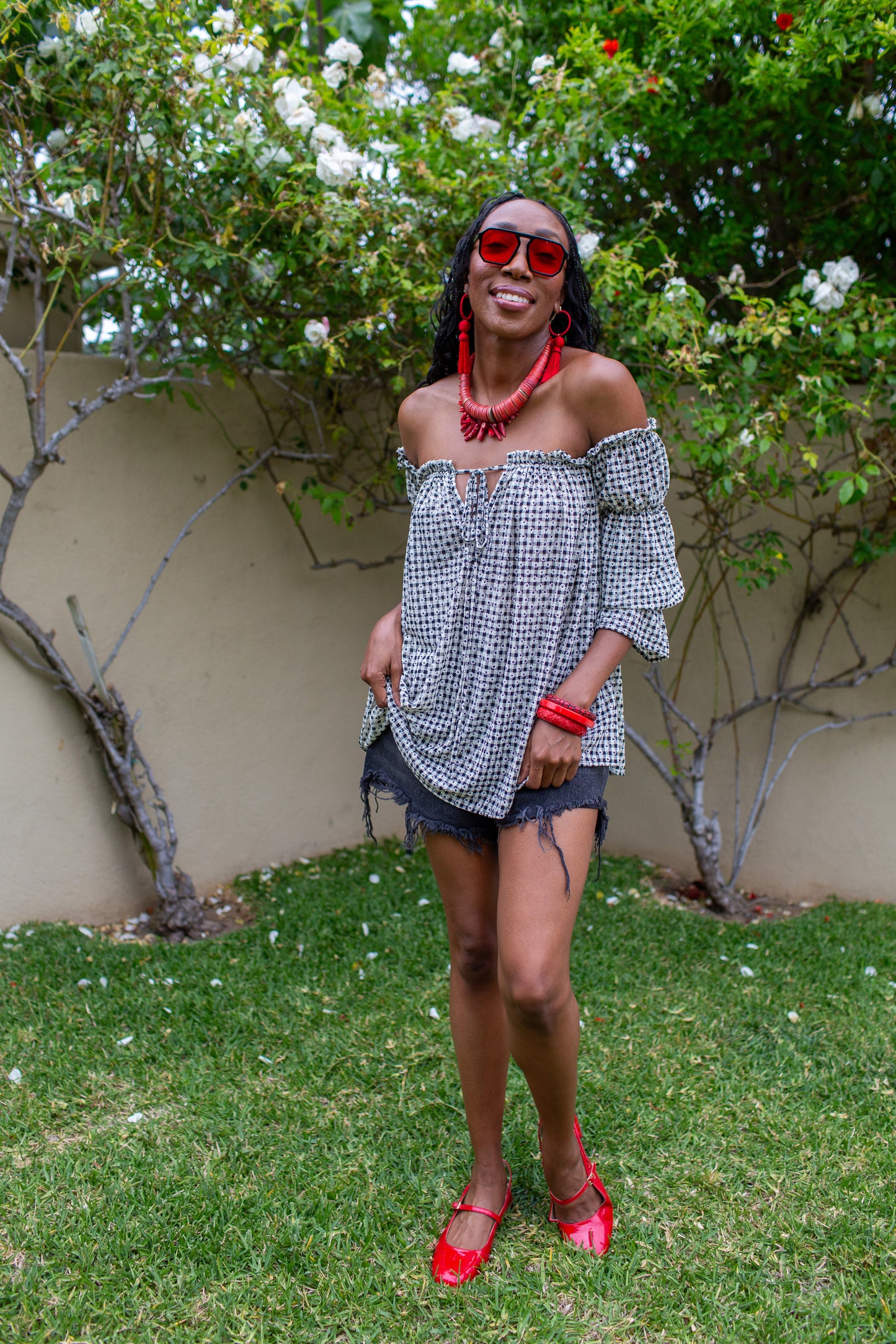 Raquel Off the Shoulder Top in Daisy Days PRE-ORDER
