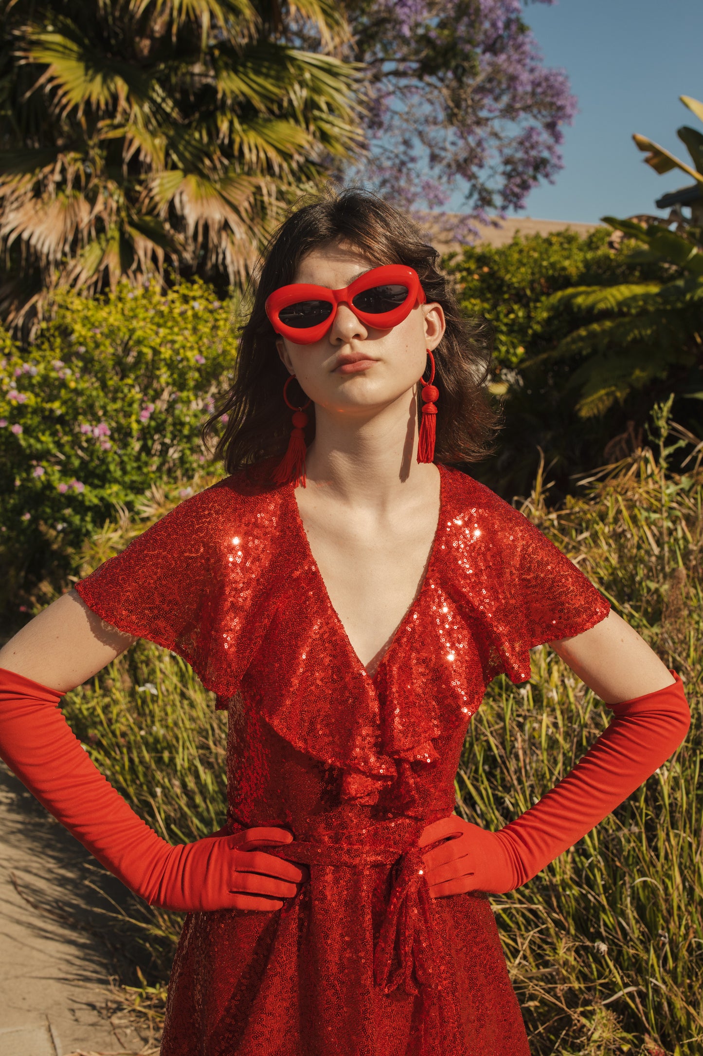 Ruby Sequin Flutter Wrap Dress