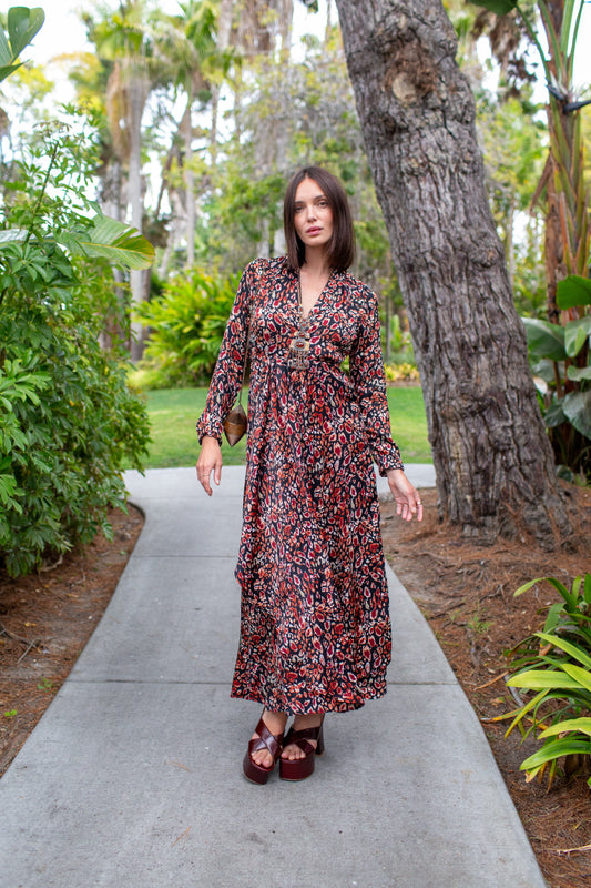 Sasha Leopard Minaret Dress