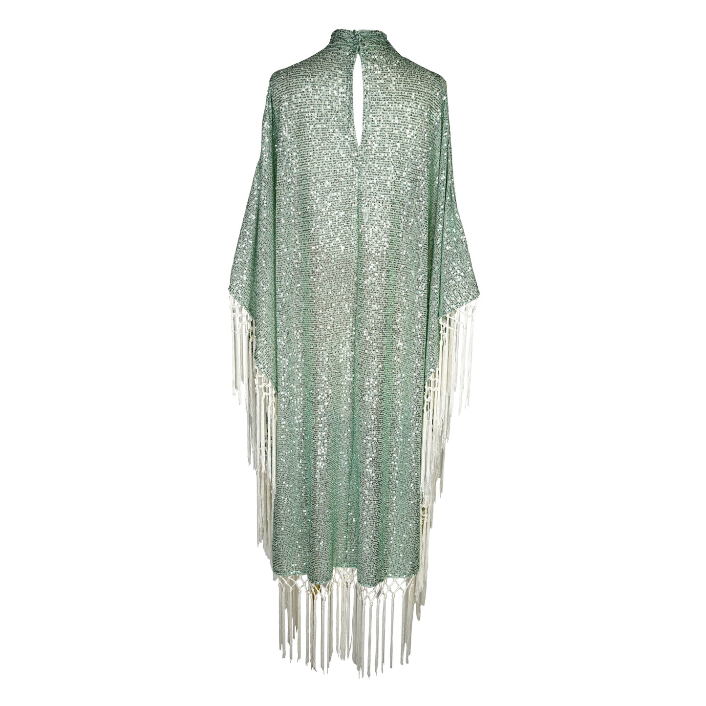 Serenade Sequin Mock Neck Caftan Kaftan Dress with Slip Flat 1