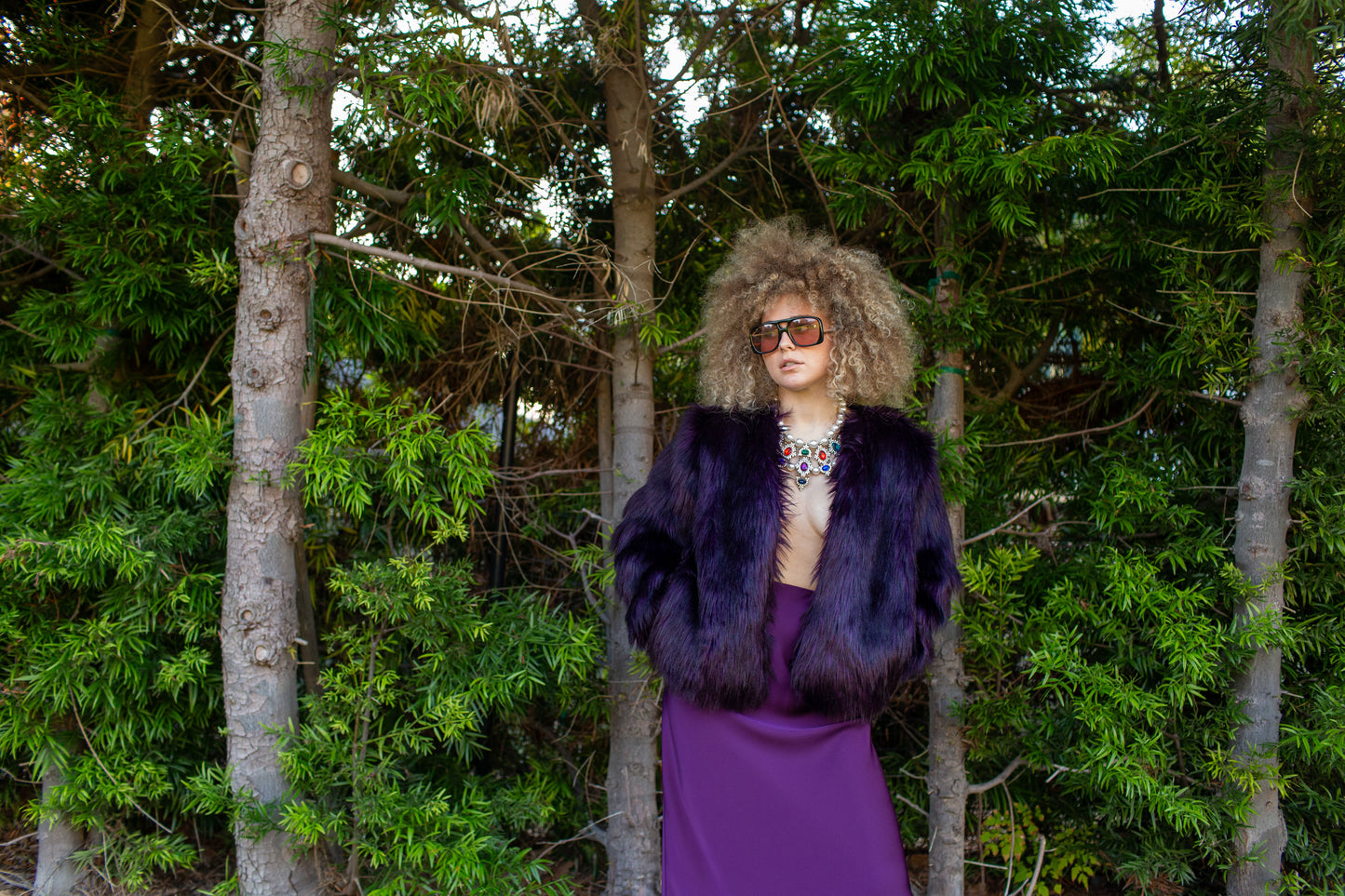 Shadow Amethyst Faux Fur Jacket