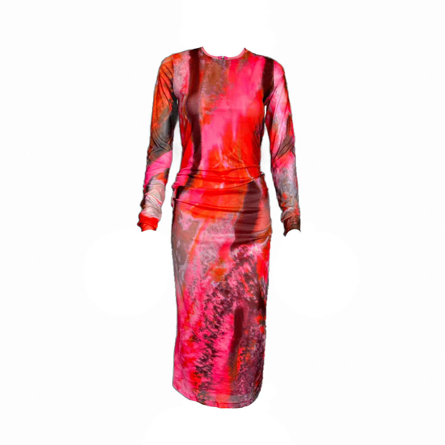 Sorbet Sunset Mesh Long Sleeve Bodycon Dress by Alana Kay