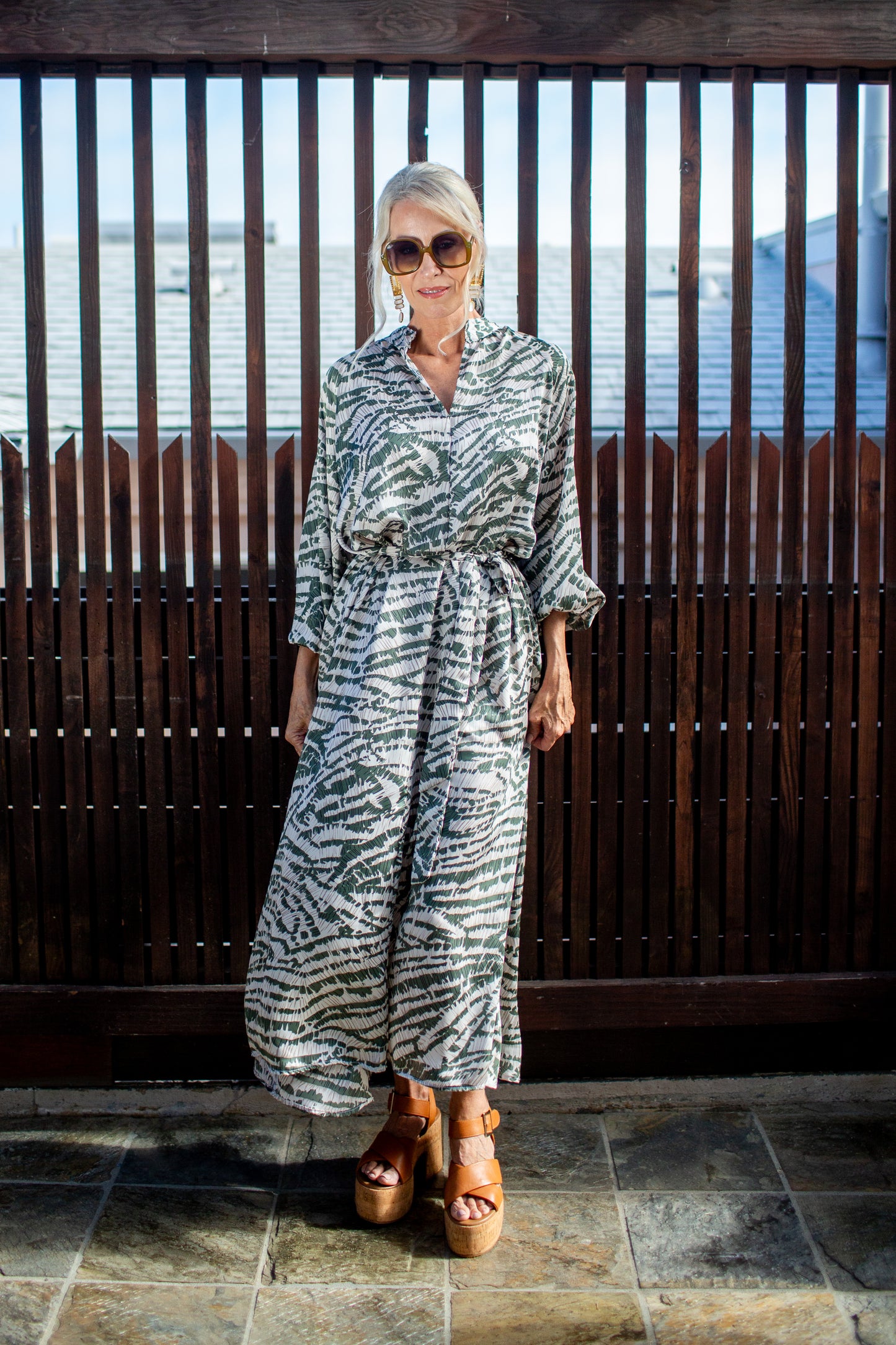 Sweeping Palm Roper Maxi Dress