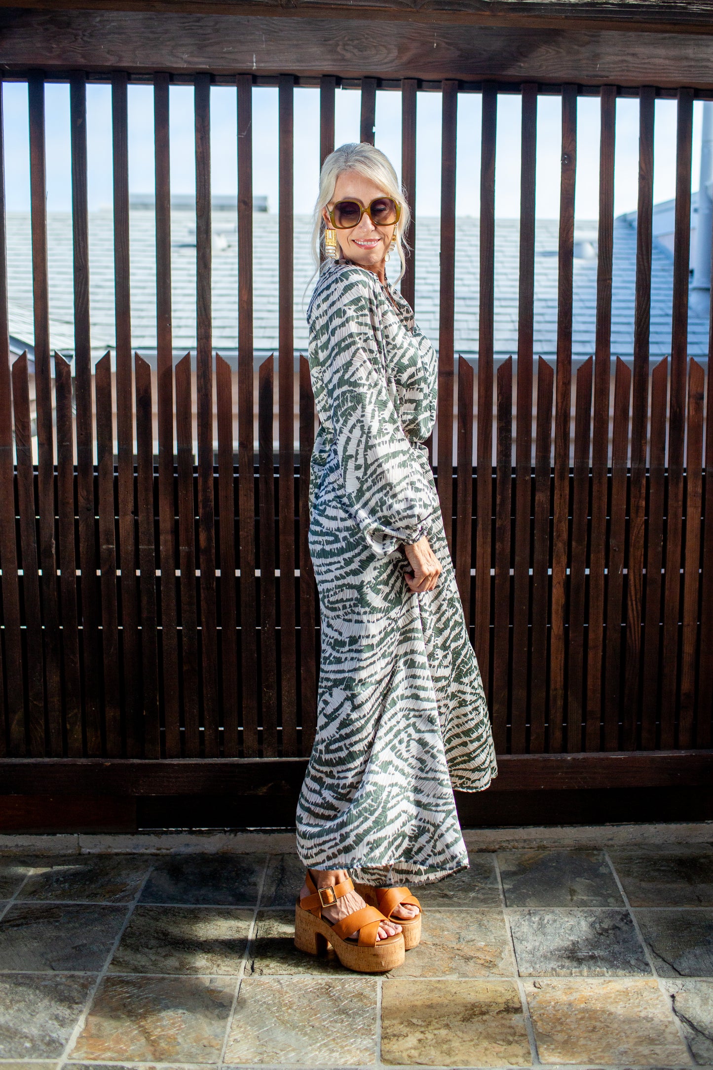 Sweeping Palm Roper Maxi Dress