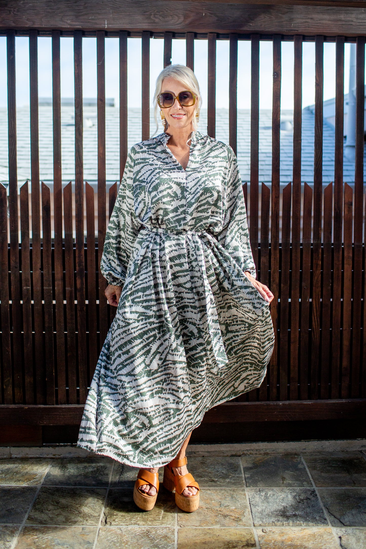 Sweeping Palm Roper Maxi Dress