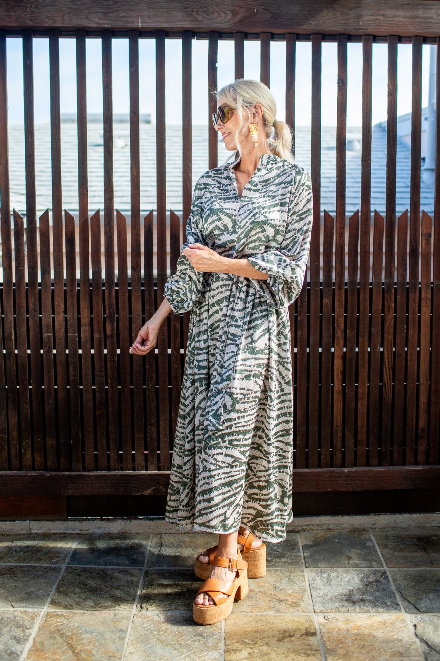 Sweeping Palm Roper Maxi Dress
