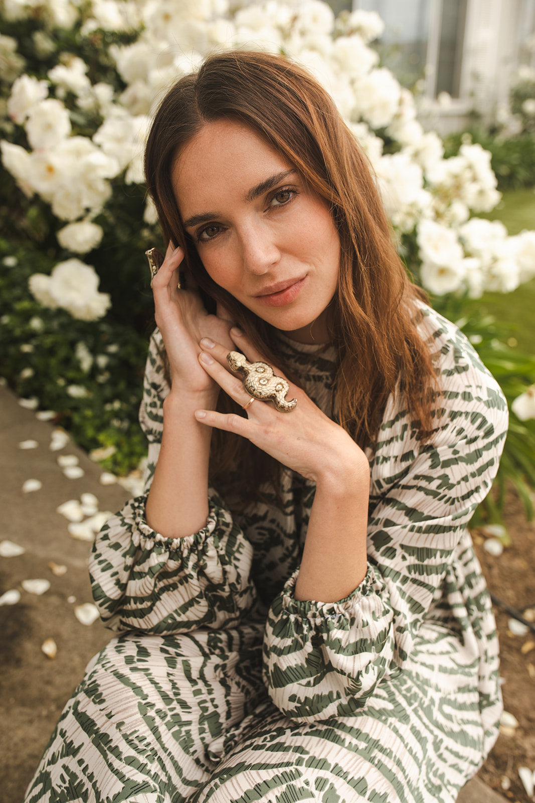 This sophisticated dress has all the right details -generous bishop sleeves, flowing maxi skirt, and a slim matching sash for a cinched waist. Crafted with a sleek, airy fabric that drapes beautifully to create a timeless silhouette