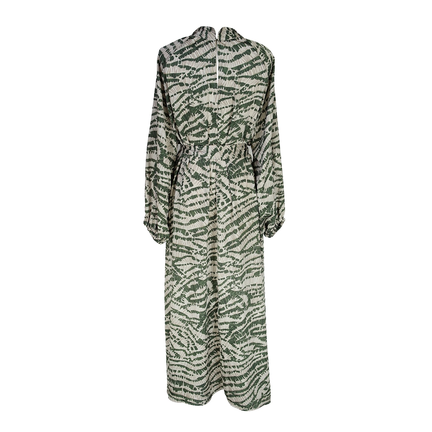 This sophisticated dress has all the right details -generous bishop sleeves, flowing maxi skirt, and a slim matching sash for a cinched waist. Crafted with a sleek, airy fabric that drapes beautifully to create a timeless silhouette