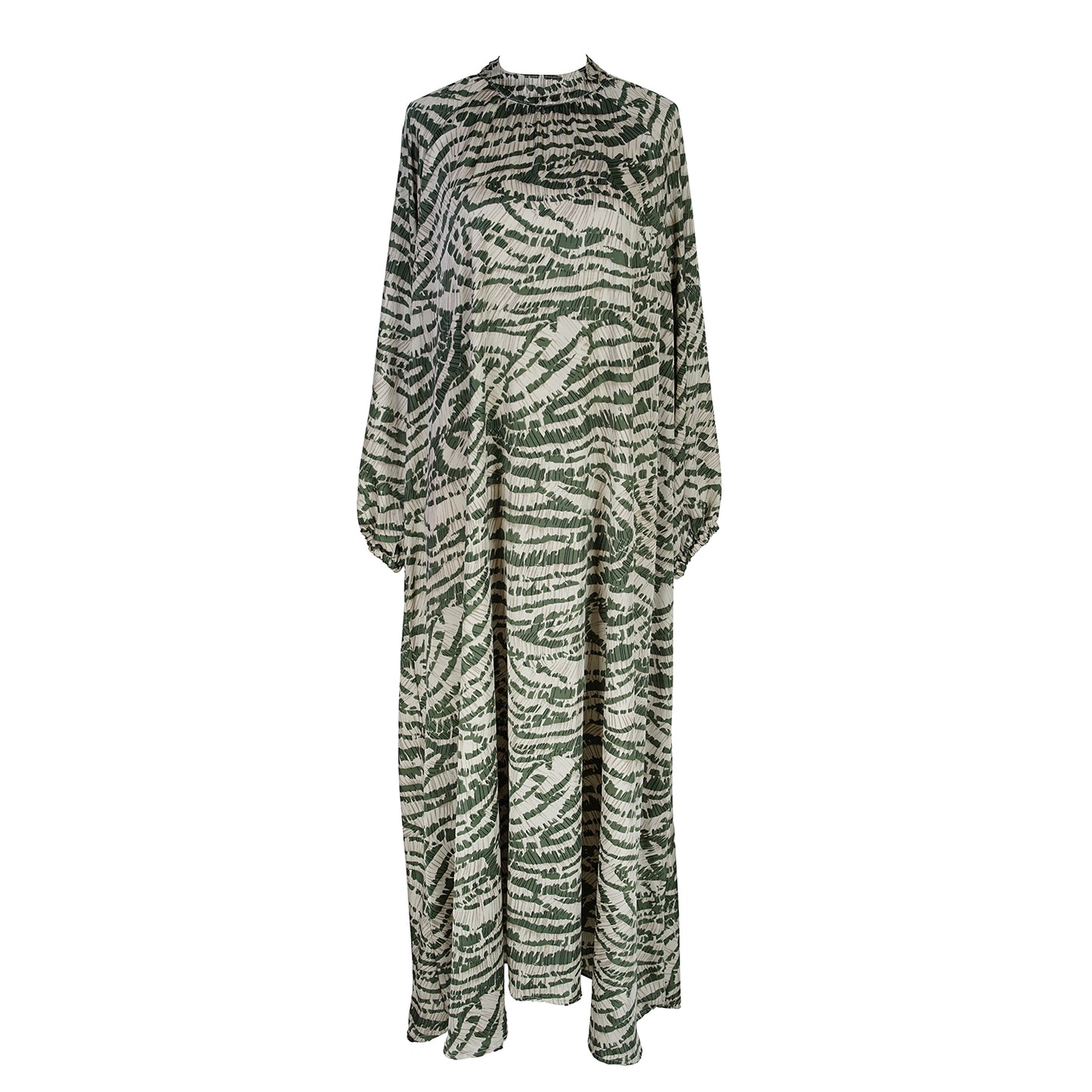 This sophisticated dress has all the right details -generous bishop sleeves, flowing maxi skirt, and a slim matching sash for a cinched waist. Crafted with a sleek, airy fabric that drapes beautifully to create a timeless silhouette