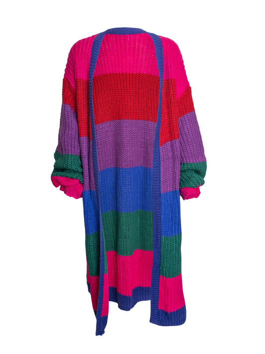 Alana Kay Tony Striped Open Front Cardigan (Oversized)