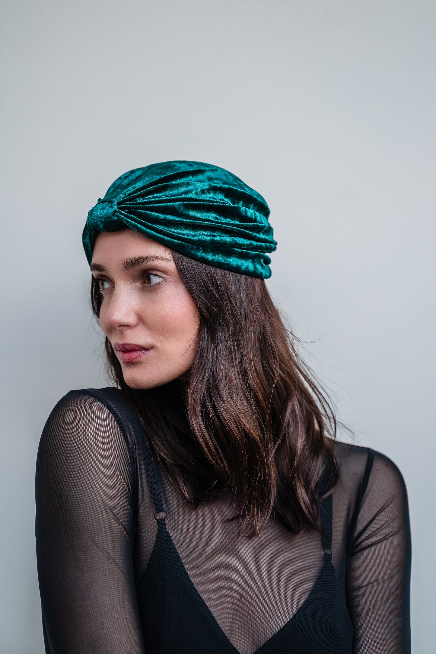 Emerald Crushed Velvet Turban