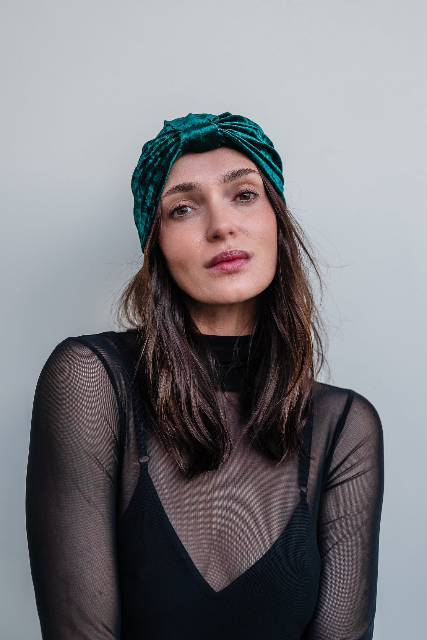 Emerald Crushed Velvet Turban