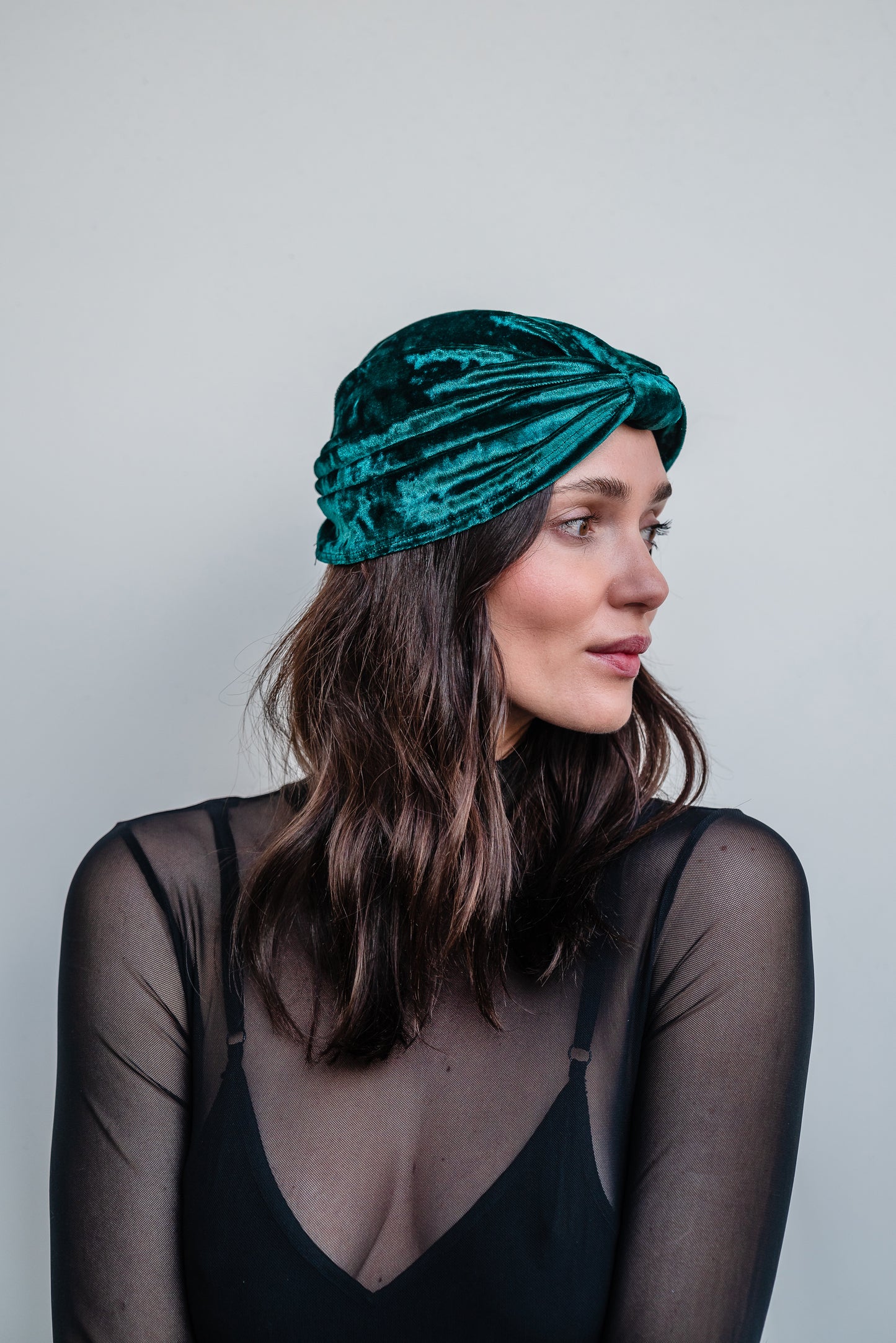 Emerald Crushed Velvet Turban