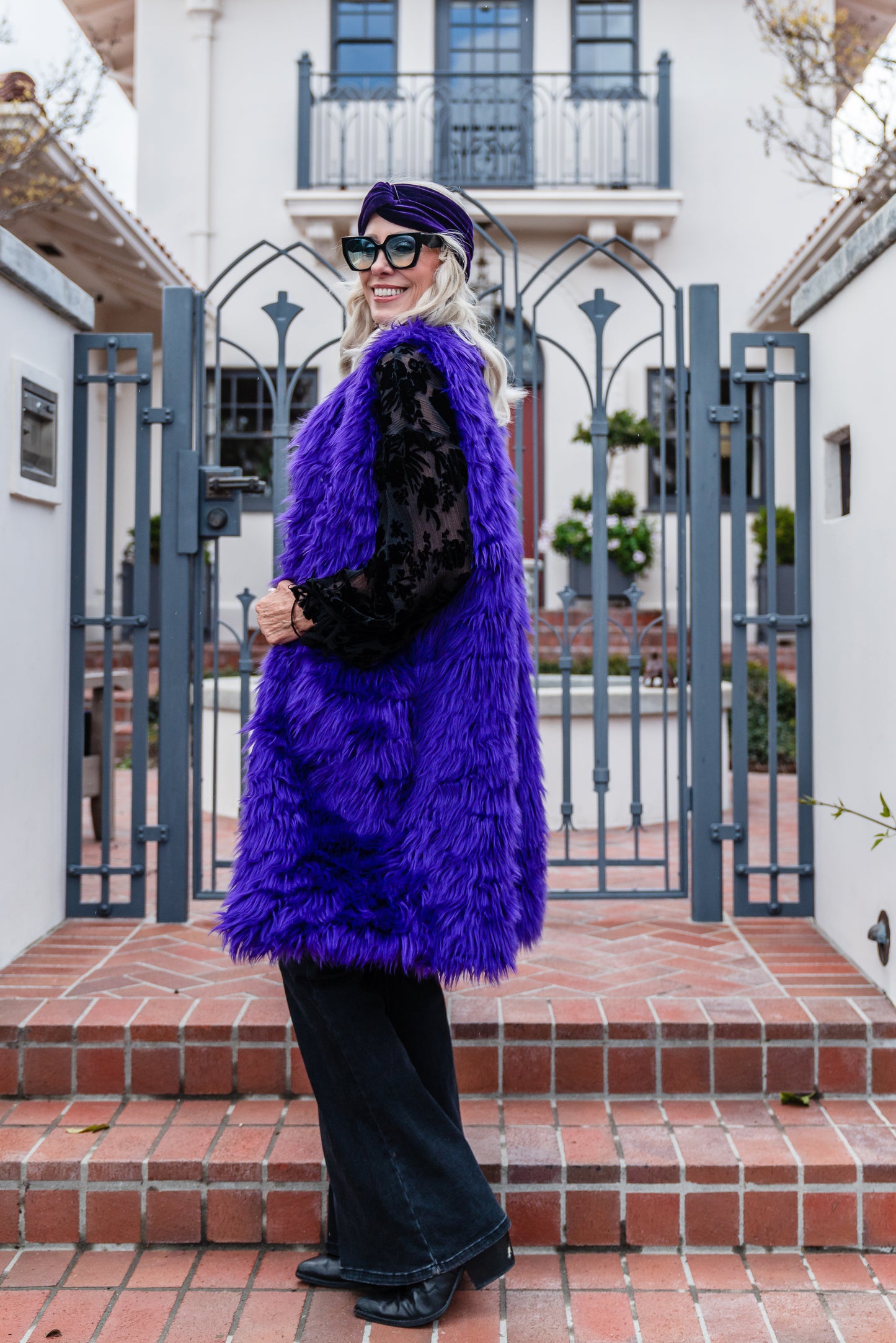 Genghis Aubergine Faux Fur Vest
