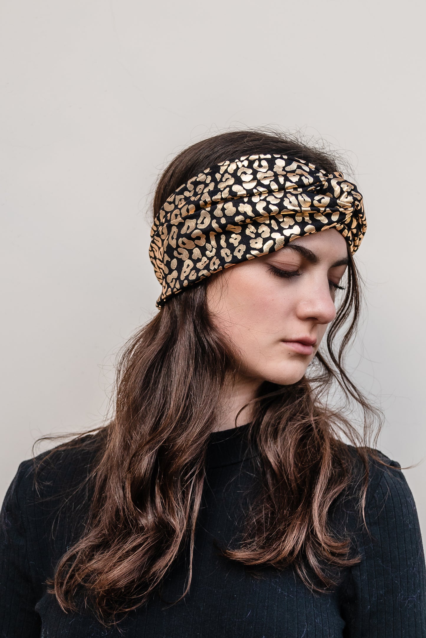 Golden Shine Leopard Twist Headband