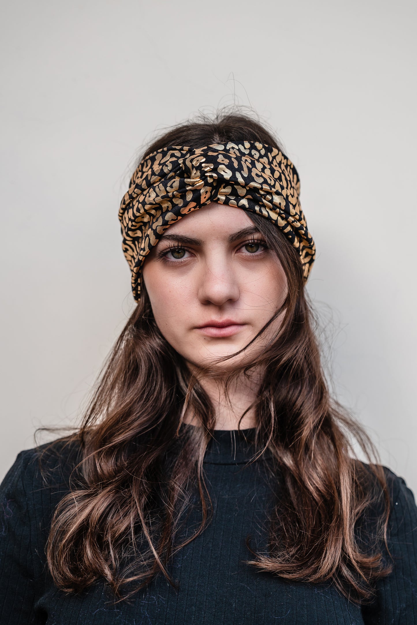 Golden Shine Leopard Twist Headband