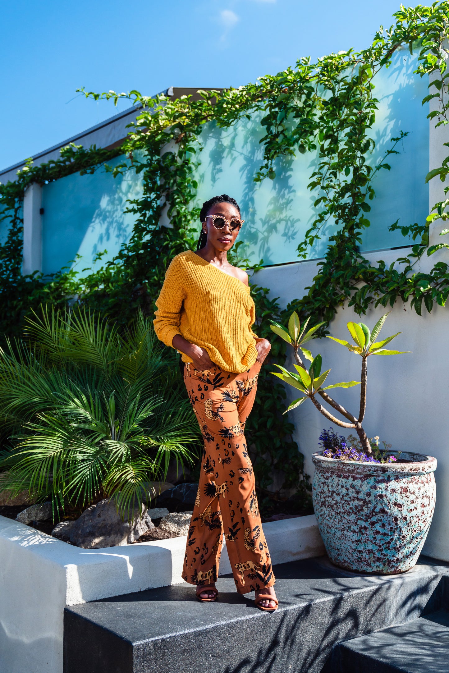 uniquely sophisticated, abstract leopard print bellbottoms