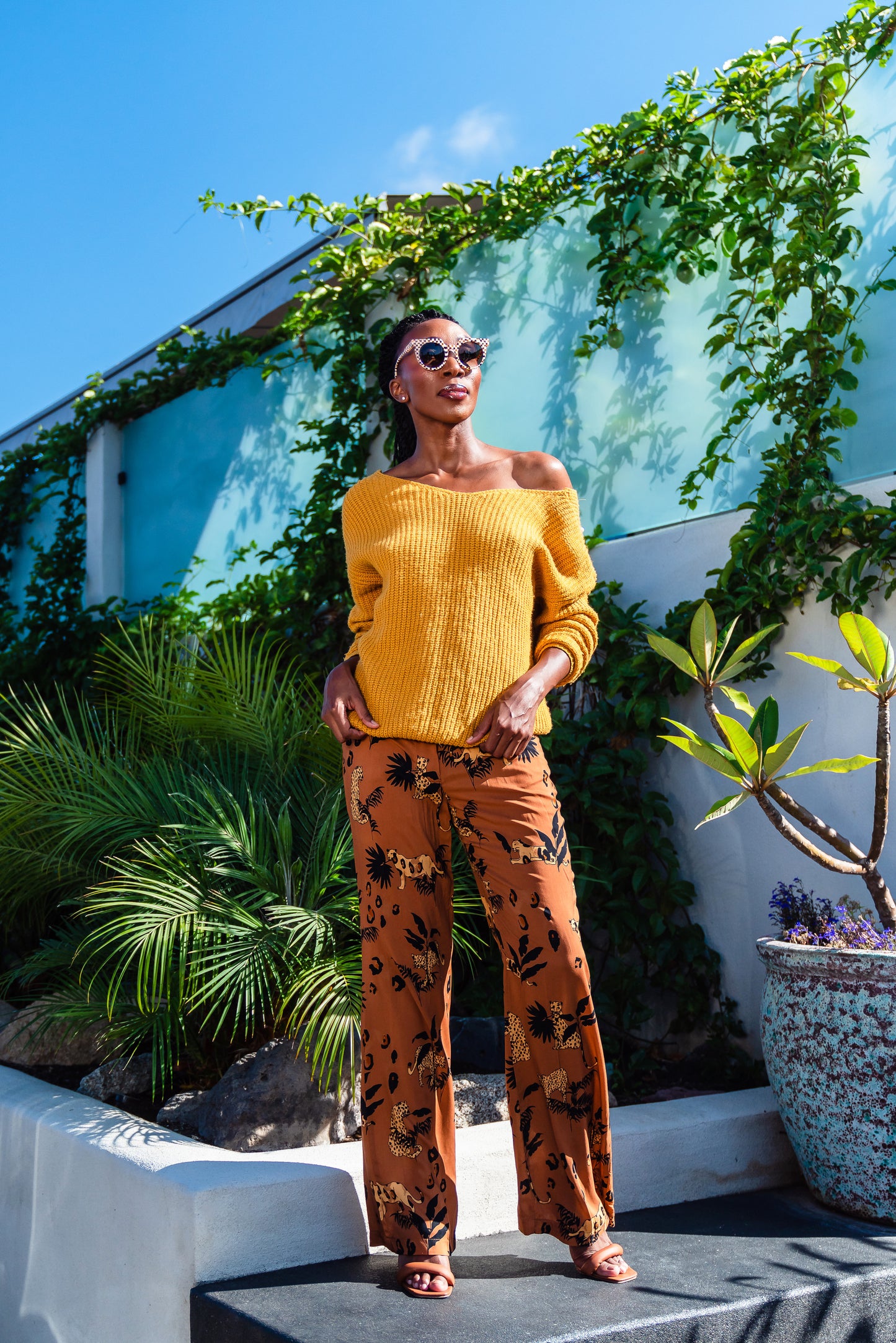uniquely sophisticated, abstract leopard print bellbottoms
