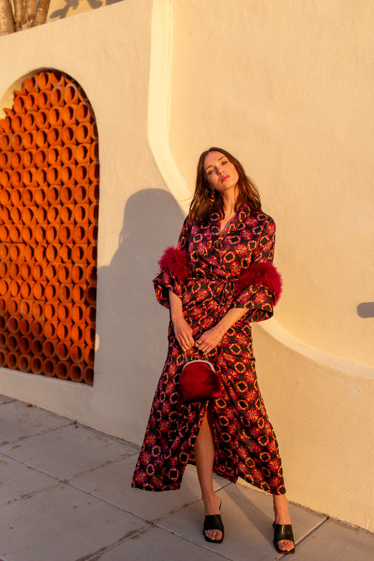 Marlene Wrap Dress in Pele Lounge