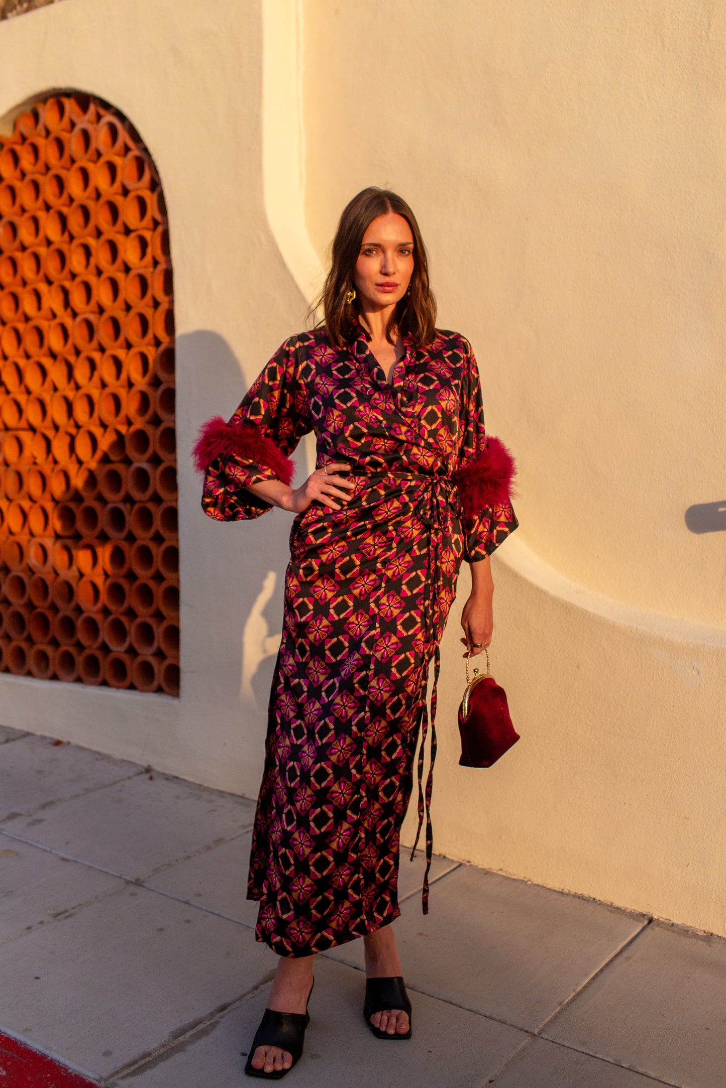 Marlene Wrap Dress in Pele Lounge (PRE-ORDER)