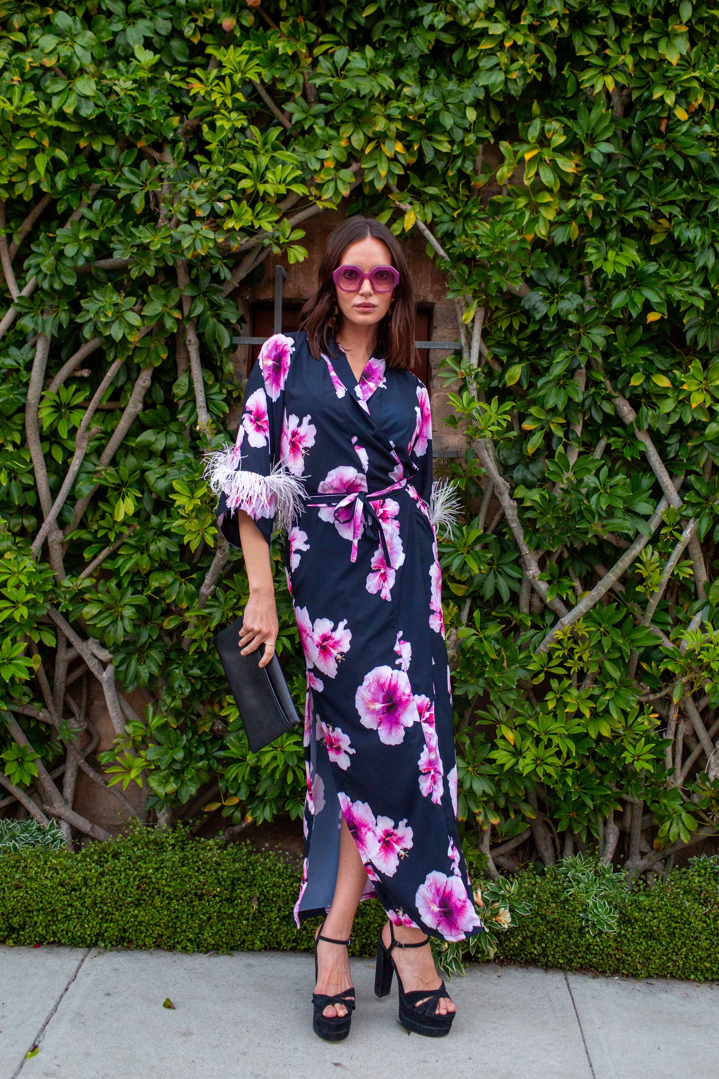 Marlene Wrap Dress in Pink Hibiscus Bloom (PRE-ORDER)