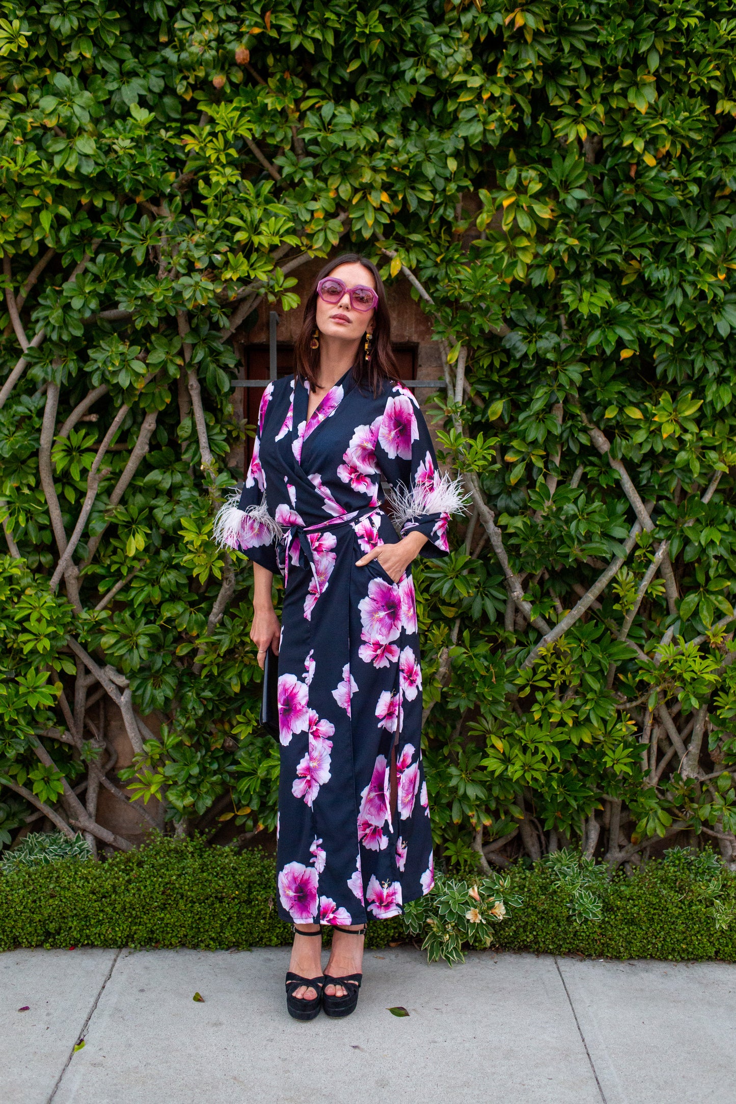 Marlene Wrap Dress in Pink Hibiscus Bloom (PRE-ORDER)