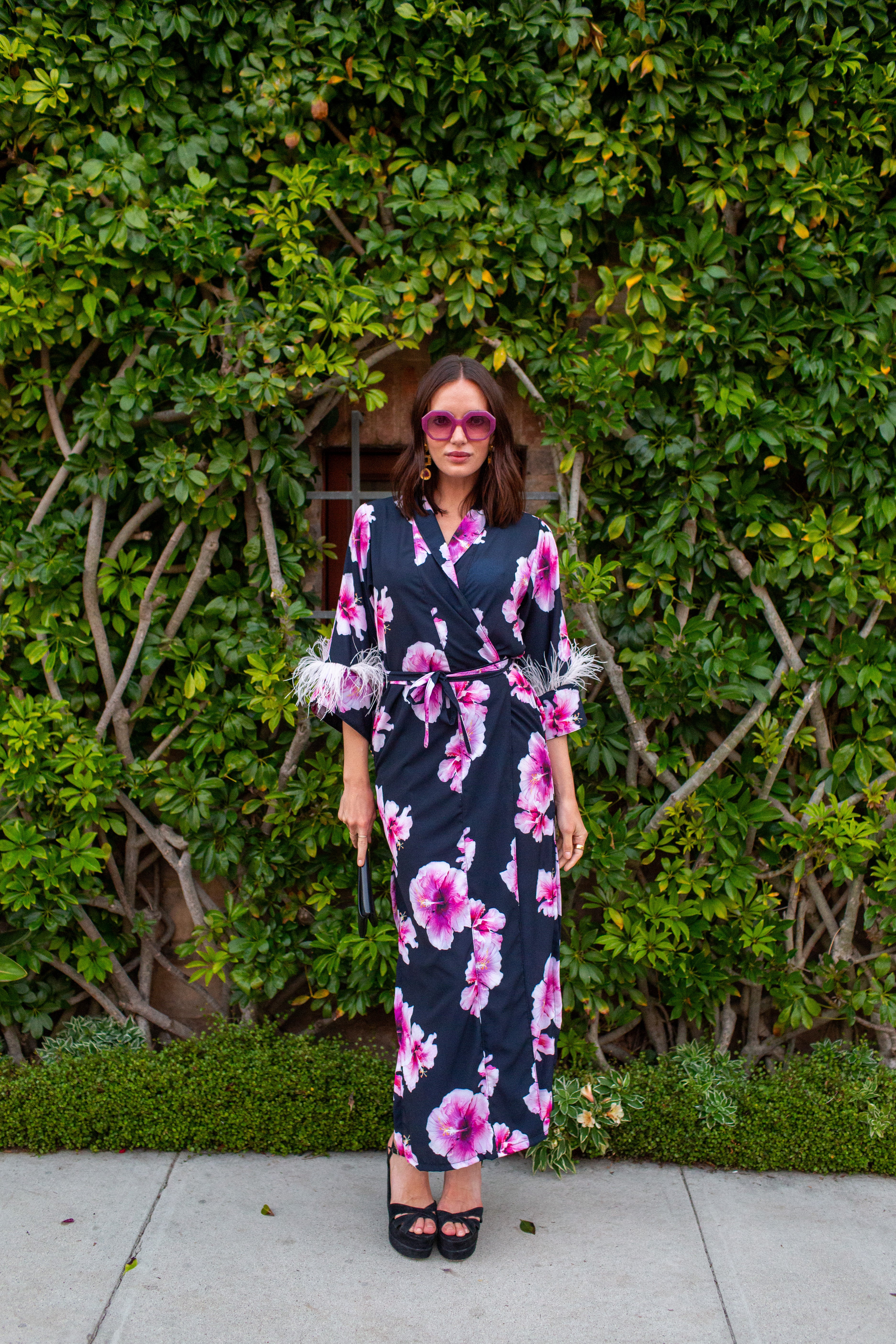 Marlene Wrap Dress in Pink Hibiscus Bloom – Jennafer Grace Marlene Wrap Dress in Pink Hibiscus Bloom – Jennafer Grace