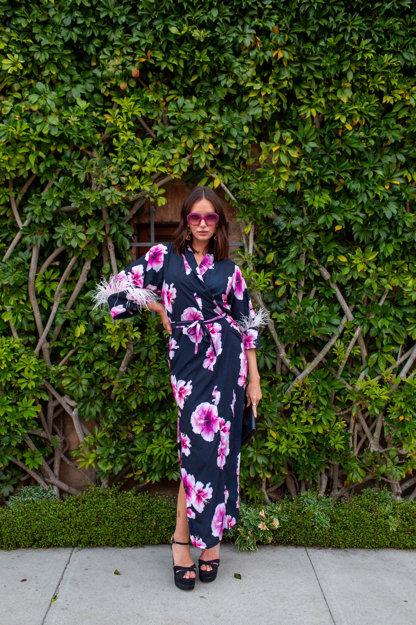 Marlene Wrap Dress in Pink Hibiscus Bloom (PRE-ORDER)