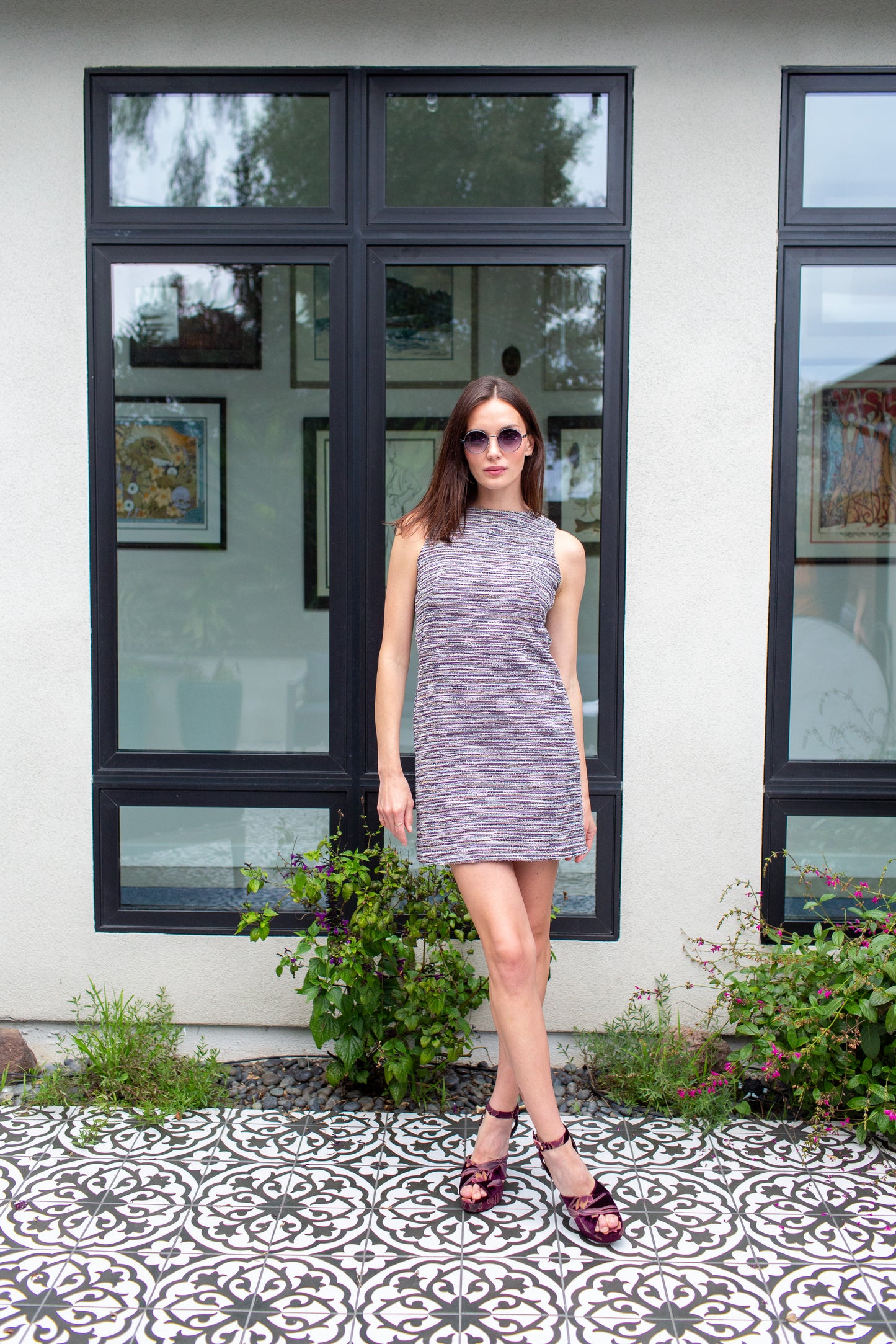 Penelope Mini Dress in Plum Horizon Boucle (PRE-ORDER)