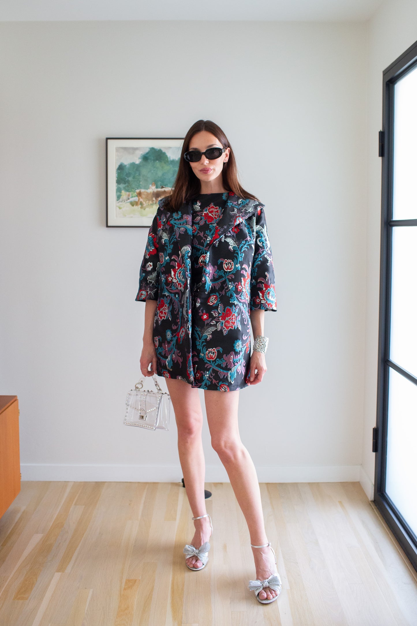 Penelope Swing Coat in Night Blossom Jacquard (PRE-ORDER)