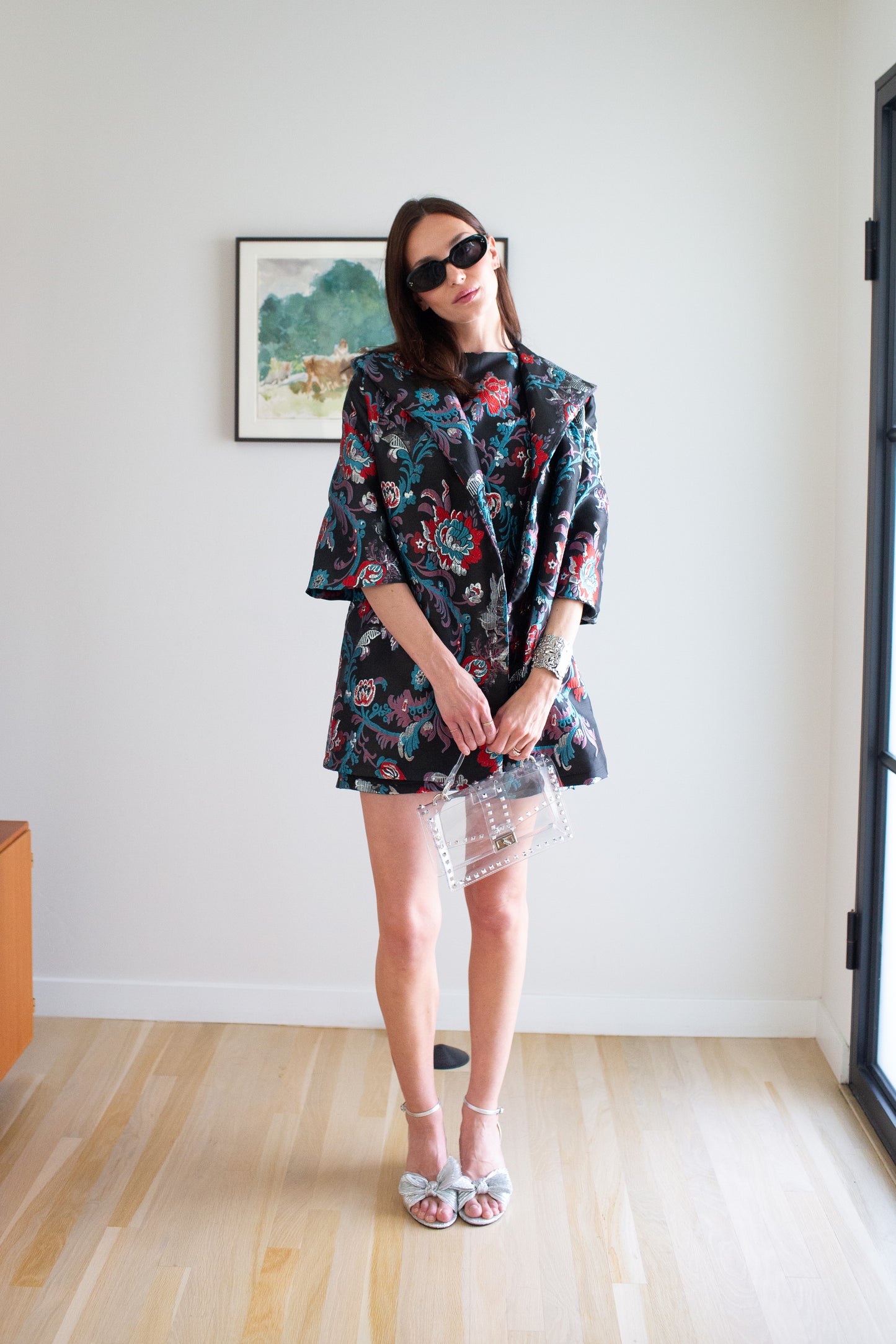 Penelope Swing Coat in Night Blossom Jacquard (PRE-ORDER)