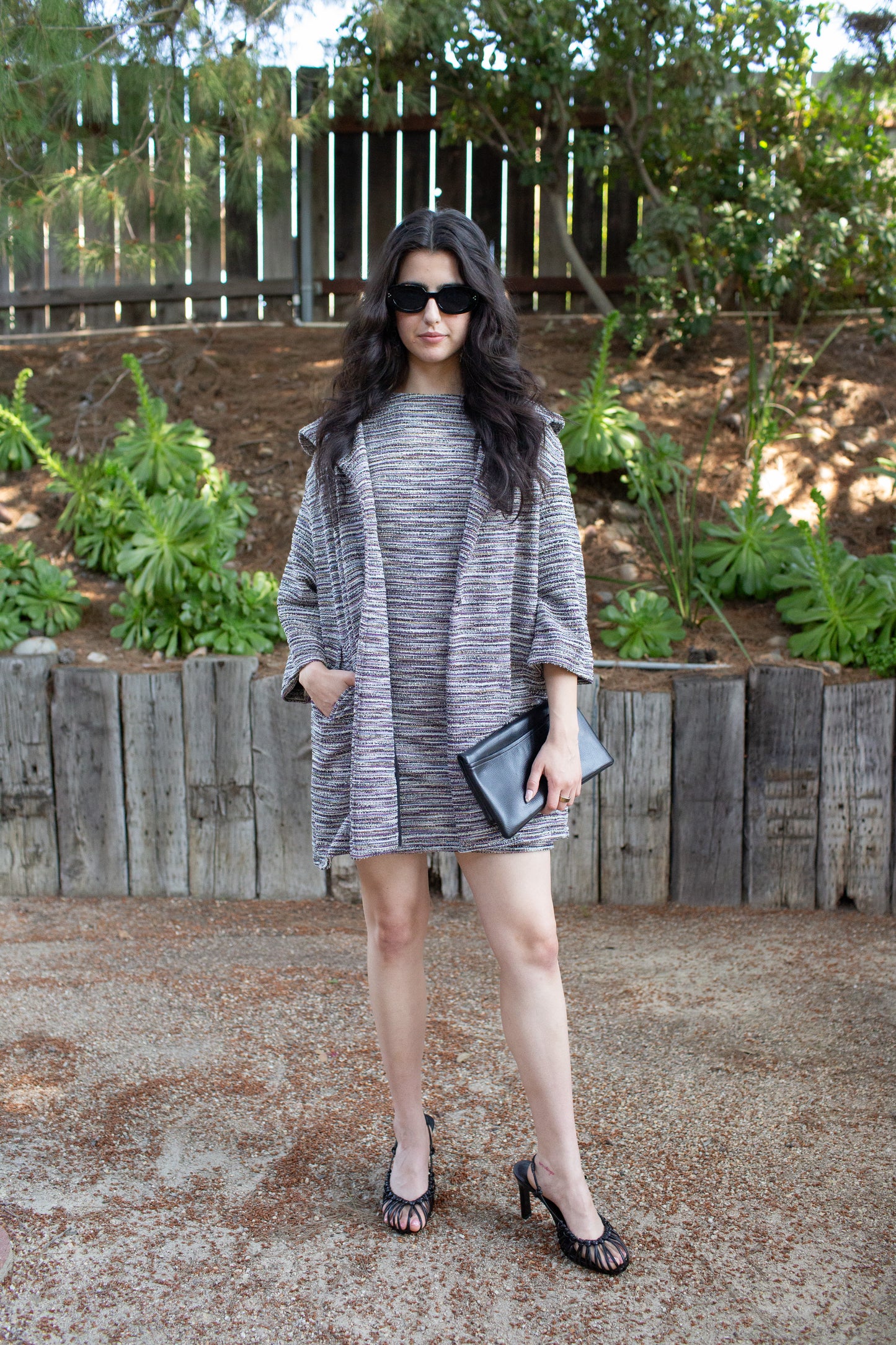 Penelope Swing Coat in Plum Horizon Boucle (PRE-ORDER)