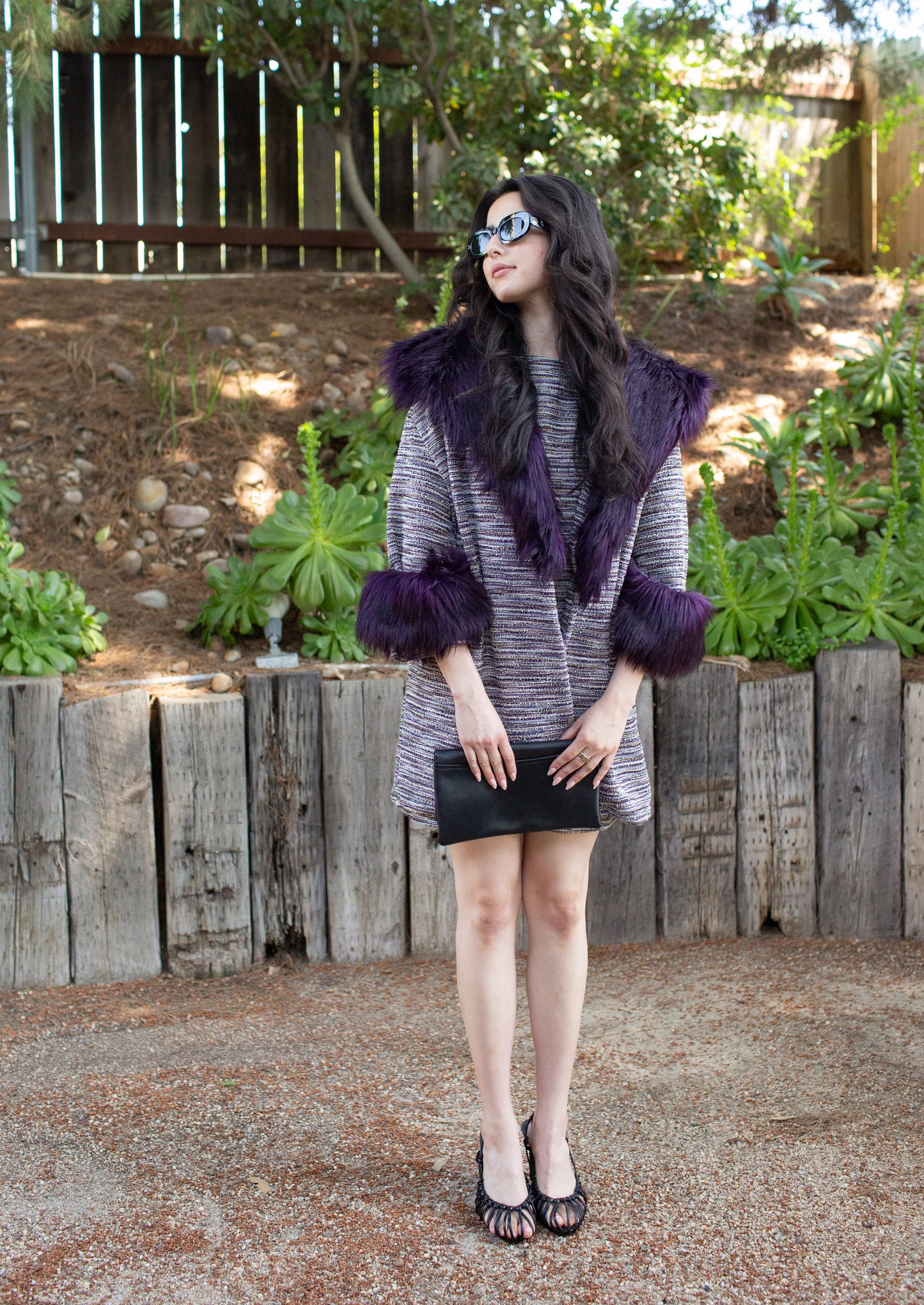 Penelope Swing Coat in Plum Horizon Boucle (PRE-ORDER)